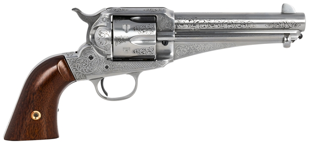 Picture of Taylors & Company 550408 1875 Army Outlaw 45 Colt (Lc) Caliber With 5.50" Barrel, 6Rd Capacity Cylinder, Overall White Engraved Finish Steel & Walnut Grip 0166W00L02