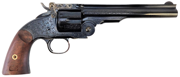Picture of Taylors & Company 550644 Top Break Schofield 45 Colt (Lc) 6Rd 7" Blued Engraved Steel Walnut Grip 0850E14G16