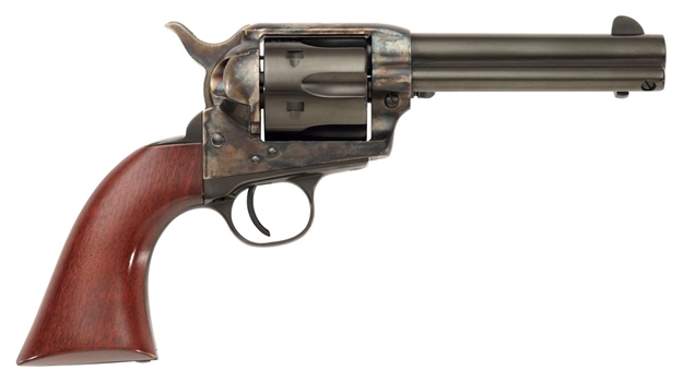 Picture of  Taylors & Company 555148 1873 Cattleman Gunfighter 357 Mag Caliber With 4.75" Blued Finish Barrel, 6Rd Capacity Blued Finish Cylinder, Color Case Hardened Finish Steel Frame & Walnut Army Size Grip 839665002933