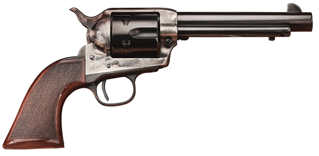 Picture of  Taylors & Company 4109De Smoke Wagon Deluxe 45 Colt (Lc) 6Rd 4.75" Blued Cylinder & Barrel Color Case Hardened Steel Frame Checkered Walnut Grip 839665004760