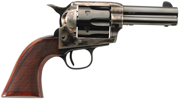 Picture of  Taylors & Company 4201De Runnin Iron Deluxe 45 Colt (Lc) 6Rd 3.50" Blued Cylinder & Barrel Color Case Hardened Steel Frame Checkered Walnut Grip (Taylor Tuned)