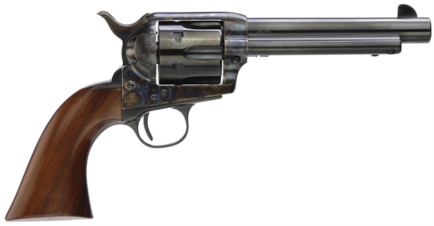 Picture of  Taylors & Company 5001De 1873 Gunfighter Deluxe 45 Colt (Lc) 6Rd 5.50" Blued Cylinder & Barrel Color Case Hardened Steel Frame Walnut Army Size Grip (Taylor Tuned)