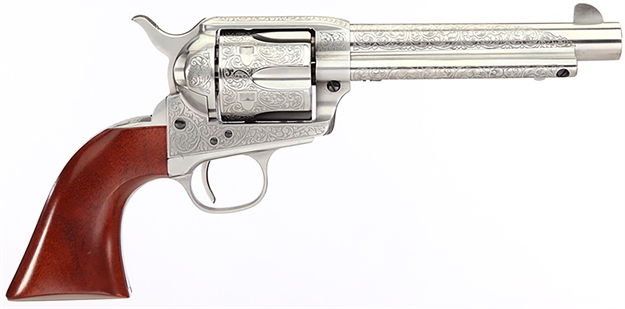 Picture of  Taylors & Company 550927De 1873 Cattleman 45 Colt (Lc) Caliber With 5.50"  Barrel, 6Rd Capacity Cylinder, Overall White Floral Engraved Finish Steel, Walnut Navy Size Grip & Overall Taylor Polish 810012510226