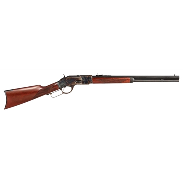 Picture of Taylors & Company 550220Com 1873 Comanchero Uberti Full Size 38 Special/357 Mag 10+1 20" Blued Octagon Barrel, Color Case Hardened Steel Receiver, Checkered Walnut Fixed Stock, Right Hand 2043COM 839665001639
