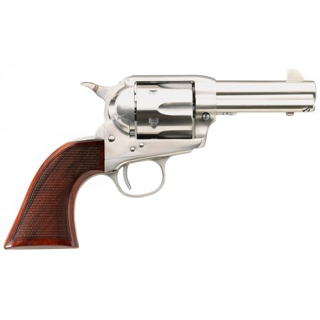 Picture of Taylors & Company 550818De Runnin Iron  45 Colt (Lc) Caliber With 3.50" Barrel, 6Rd Capacity Cylinder, Overall Stainless Steel Finish,  Checkered Walnut Grip & Overall Taylor Polish 4200DE