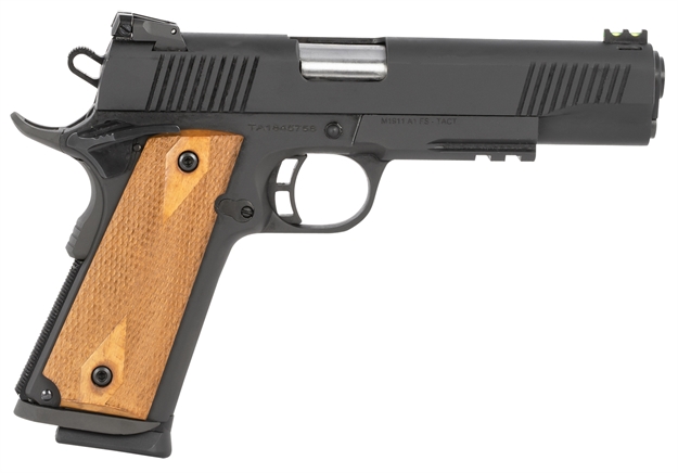 Picture of Taylors And Company 51644 1911 Tactical 9Mm Luger 5" 10+1 Black Parkerized Checkered Walnut Grip