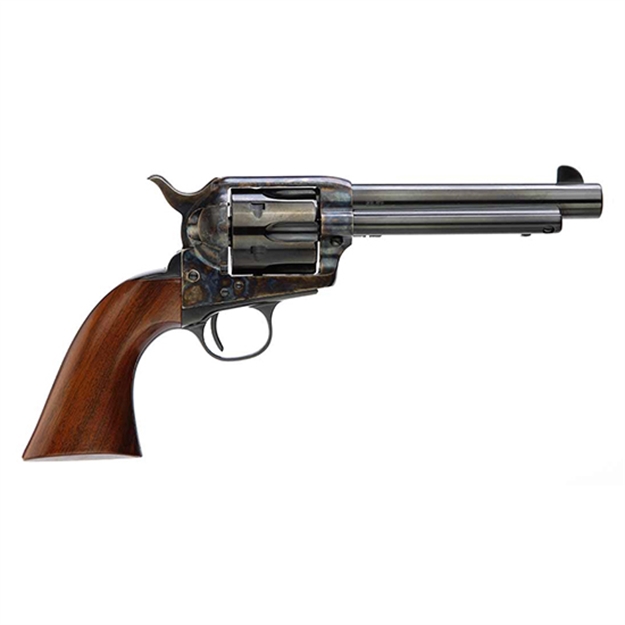 Picture of  Taylors & Company 555148 1873 Cattleman Gunfighter 357 Mag Caliber With 4.75" Blued Finish Barrel, 6Rd Capacity Blued Finish Cylinder, Color Case Hardened Finish Steel Frame & Walnut Army Size Grip 839665002933
