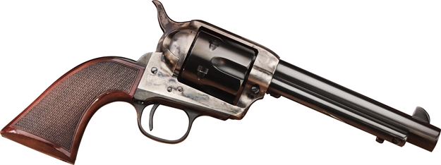 Picture of  Taylors & Company 556205De Short Stroke Smoke Wagon  357 Mag 6Rd 5.50" Blued Cylinder & Barrel Color Case Hardened Steel Frame Checkered Walnut Navy Size Grip (Taylor Tuned) 839665008607