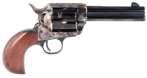 Picture of Taylors & Company 200069 1873 Cattleman 357 Mag Caliber With 4.75" Blued Finish Barrel, 6Rd Capacity Blued Finish Cylinder, Color Case Hardened Finish Steel Frame & Birdshead Walnut Grip OG1414