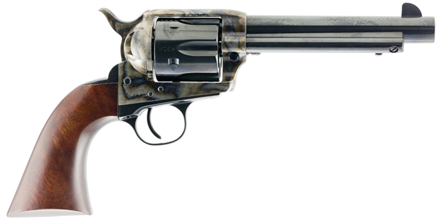 Picture of Taylors & Company 550858 1873 Gunfighter 45 Colt (Lc) Caliber With 5.50" Blued Finish Barrel, 6Rd Capacity Blued Finish Cylinder, Color Case Hardened Finish Steel Frame & Walnut Army Size Grip 5001 839665009970