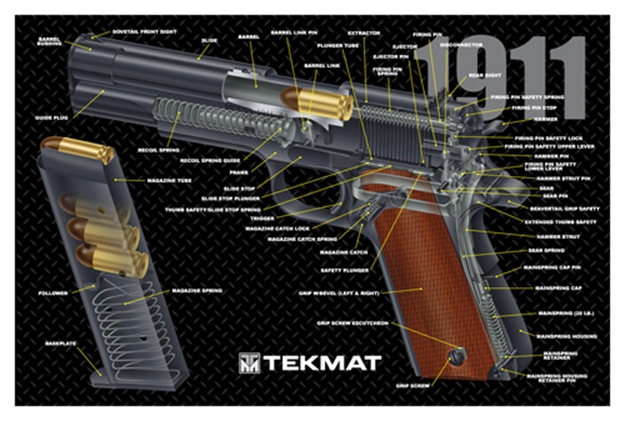 Picture of Tekmat Armorers Bench Mat 11"X17" 1911 Pistol Cut Away 17-1911-CA 612409970640