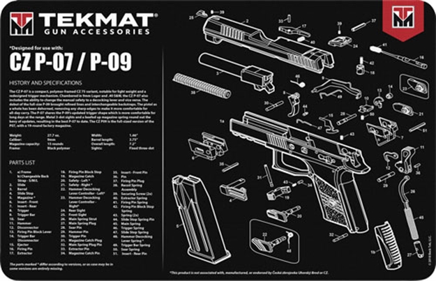 Picture of Tekmat Armorers Bench Mat 11"X17" CZ P-07/09 Pistol R17CZP07