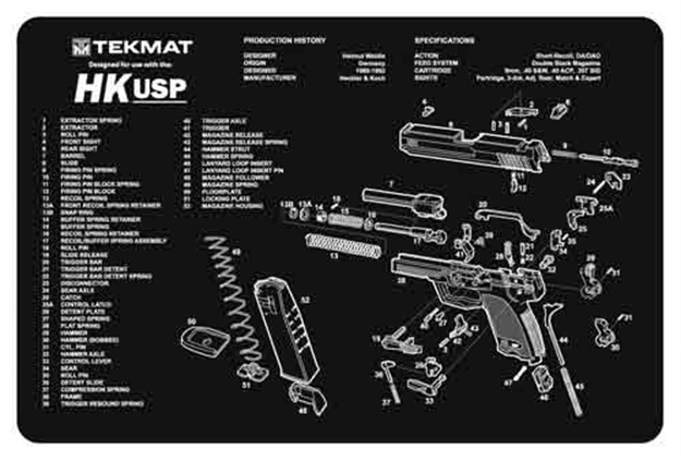 Picture of Tekmat Armorers Bench Mat 11"X17" Heckler & Koch Usp 17-HKUSP 612409970909