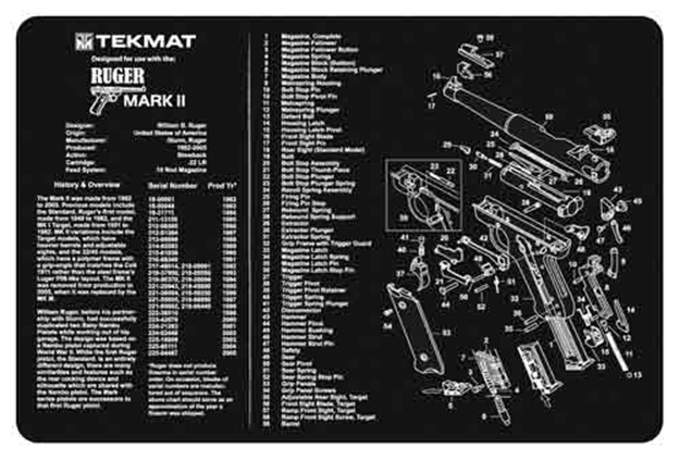 Picture of Tekmat Armorers Bench Mat 11"X17" Ruger Mark II Pistol
