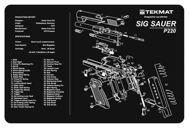 Picture of Tekmat Armorers Bench Mat 11"X17" Sig Sauer 220 Pistol! 17-SIG220