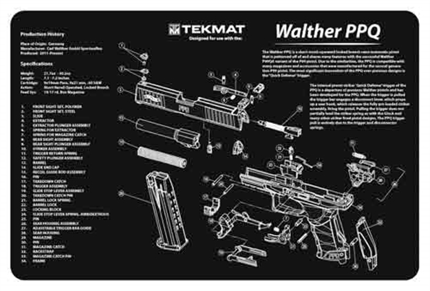 Picture of Tekmat Armorers Bench Mat 11"X17" Walther Ppq Pistol! 17-WAL-PPQ