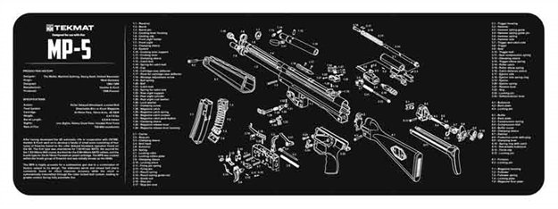 Picture of Tekmat Tekr36hkmp5 Mp5 Cleaning Mat Black/White Rubber 12"X36" HK Mp5 Parts Diagram 36-HKMP5