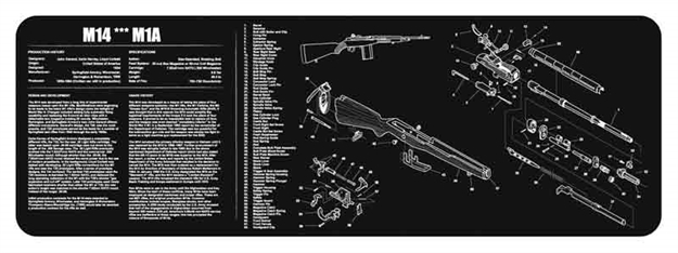 Picture of Tekmat Tekr36m14 M14 Cleaning Mat Black/White Rubber 12"X36" Springfield M1a Parts Diagram 36-M14 612409971524