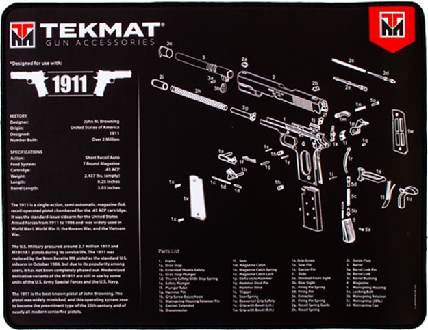 Picture of Tekmat Armorers Bench Mat Ultra 15"X20" 1911 Black R201911 612409971258