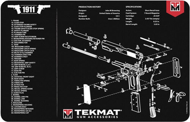 Picture of Tekmat Armorers Bench Mat 11"X17" 1911 Pistol 17-1911