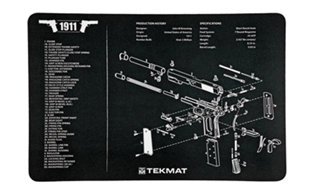 Picture of Tekmat Tekr171911 1911 Cleaning Mat Black/White Rubber 11"X17" 1911 Parts Diagram R17-1911 612409970633
