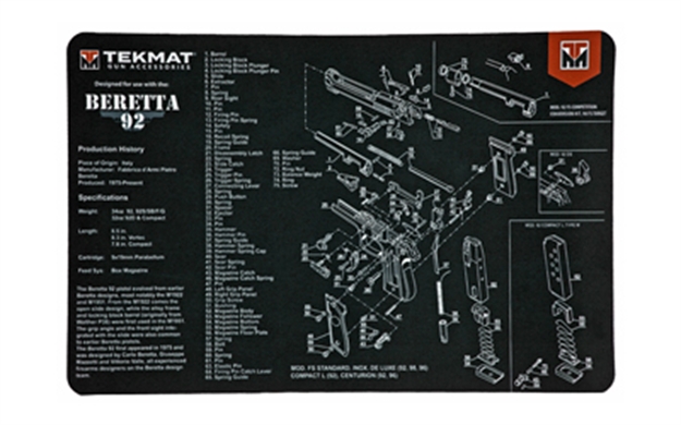 Picture of Tekmat Pistol Mat Beretta 92 Blk R17-BER92 612409970701