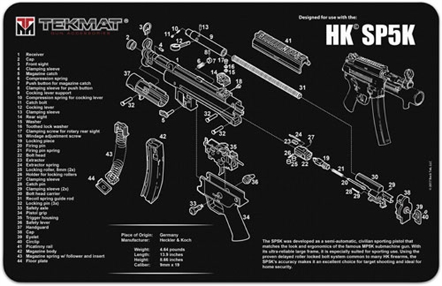 Picture of  Tekmat Tekr17hksp5k HK Sp5k Cleaning Mat Black/White Rubber 17" Long HK Sp5k Parts Diagram