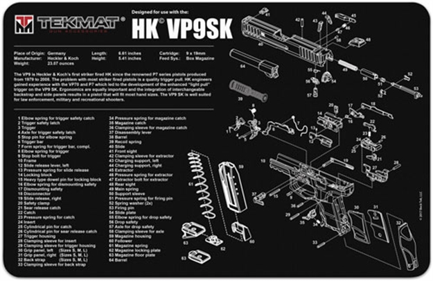 Picture of Tekmat Armorers Bench Mat 11"X17" Heckler & Koch Vp9sk 17HKVP9SK 612409970886