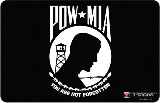 Picture of Tekmat Tekr17powmia Pow Mia Cleaning Mat Black/White Rubber 11"X17" "You Are Not Forgotten" 17-POWMIA