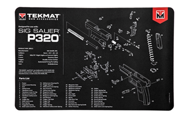 Picture of Tekmat Tekr17sigp320 Sig Sauer P320 Cleaning Mat Sig P320 Parts Diagram 11" X 17" 17-SIGP320 612409971081