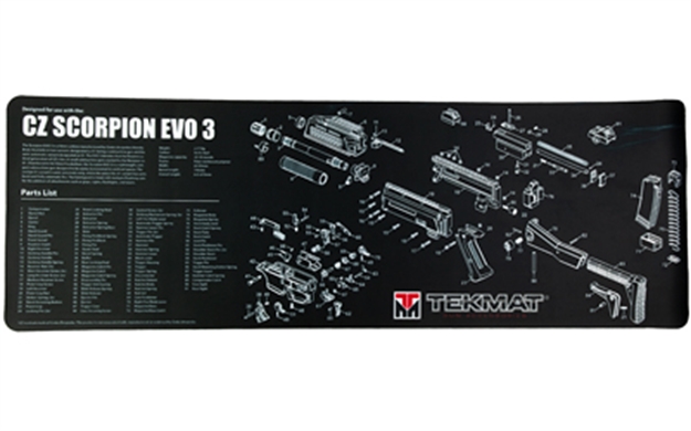 Picture of Tekmat Tekr36czscorpion CZ Scorpion Evo 3 Cleaning Mat Black/Gray Rubber 12"X36" CZ Scorpion Evo 3 Parts Diagram TEK-R36-CZSCORPION