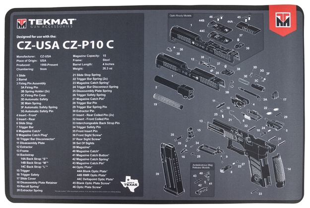 Picture of Tekmat Tekr17czp10c CZ P-10C Cleaning Mat Black/Gray Rubber 11"X17" CZ P-10C Parts Diagram TEK-R17-CZP10C 888151040867