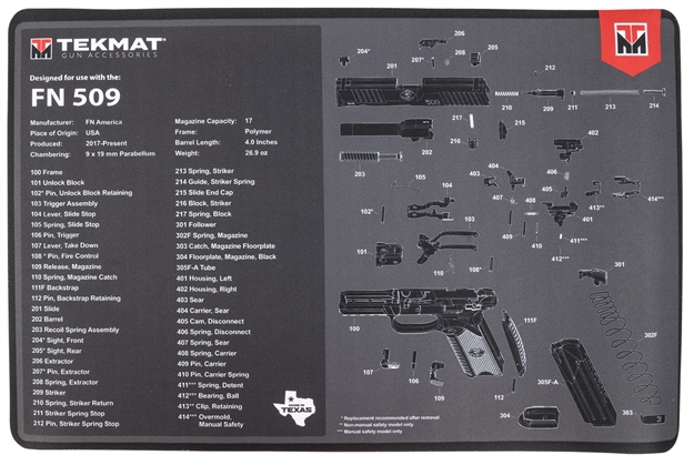 Picture of Tekmat Tekr17fn509 FN 509 Cleaning Mat Black/Gray Rubber 11"X17" FN 509 Parts Diagram TEK-R17-FN509 888151040737