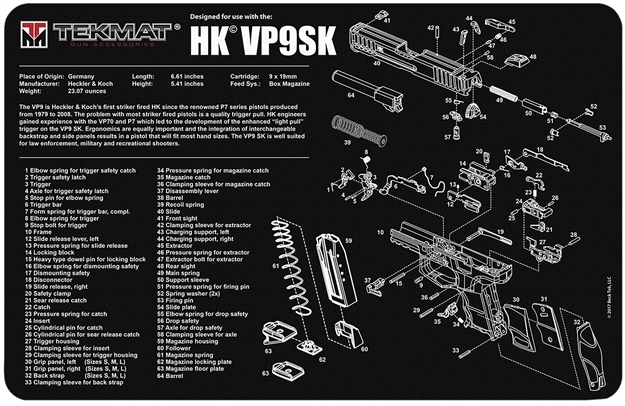 Picture of Tekmat Tekr17hkvp9sk HK Vp9sk Cleaning Mat Black/White Rubber 11"X17" HK Vp9sk Parts Diagram R17-HK-VP9SK