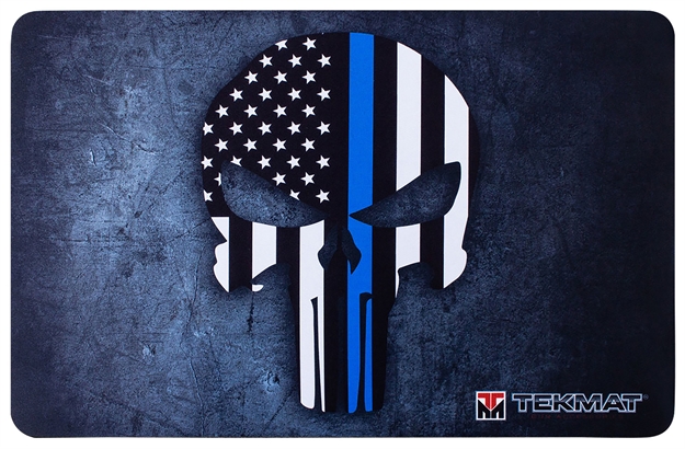 Picture of  Tekmat Tekr17punisherbl Punisher Blue Line Cleaning Mat Black/White/Blue Rubber 11"X17" Blue Line Punisher Skull 612409970961
