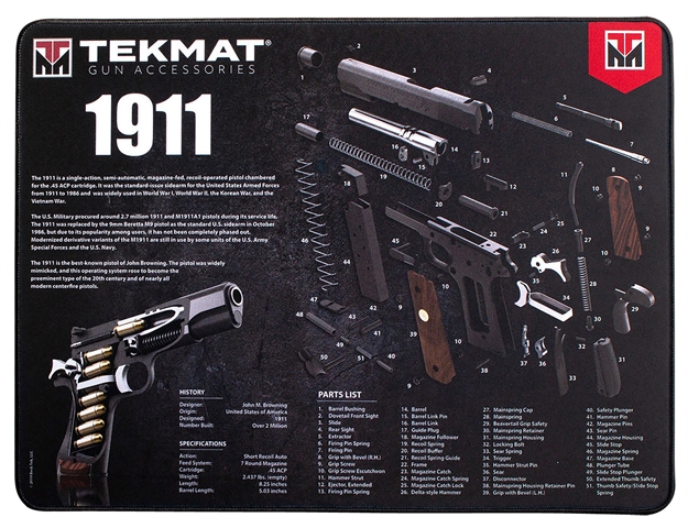 Picture of  Tekmat Tekr2019113d  Ultra 20 Cleaning Mat Black/White Rubber 15"X20" 1911 Parts Diagram 612409973337