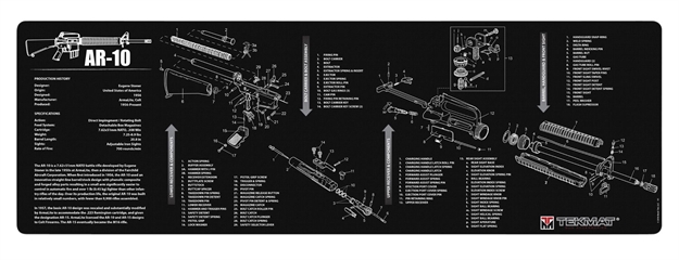Picture of Tekmat Tekr36ar10 Ar-10 Cleaning Mat Black/White Rubber 12"X36" Ar-10 Parts Diagram 36-AR10