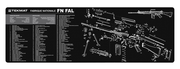 Picture of Tekmat Tekr36fnfal Fn-Fal Cleaning Mat Black/White Rubber 12"X36" Fn-Fal Parts Diagram 36-FNFAL 612409971487