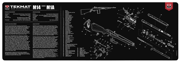 Picture of Tekmat Tekr36m14 M14 Cleaning Mat Black/White Rubber 12"X36" Springfield M1a Parts Diagram 36-M14