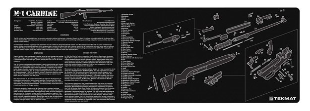 Picture of Tekmat Tekr36m1carb M1 Carbine Cleaning Mat Black/White Rubber 12"X36" M1 Carbine Parts Diagram 36-M1-CARB 612409971517