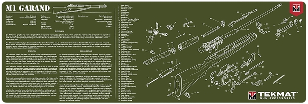 Picture of Tekmat Tekr36m1garand-Od M1 Garand Cleaning Mat OD Green Rubber 12"X36" M1 Garand Parts Diagram 36-M1GAR-OD 612409971548