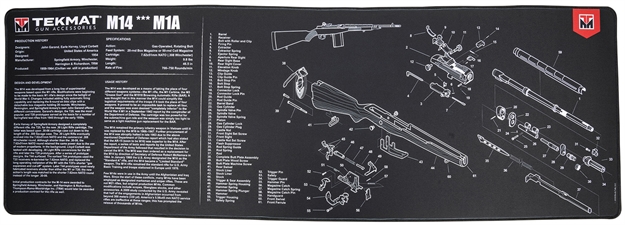 Picture of  Tekmat Tekr44m14 M14 (M1a) Cleaning Mat Black/White Rubber 15"X44" M14 (M1a) Parts Diagram