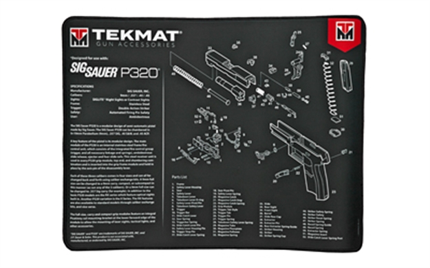 Picture of  Tekmat Tekr20sigp320 Sig Sauer P320 Ultra 20 Cleaning Mat Sig P320 Parts Diagram 15" X 20" 612409971319