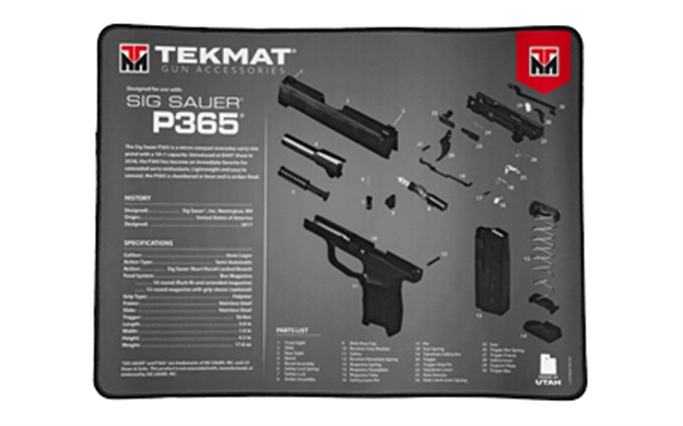 Picture of Tekmat Tekr20sigp365 Sig Sauer P365 Ultra 20 Cleaning Mat Sig P365 Parts Diagram 15" X 20" TEK-R20-SIGP365 612409973306