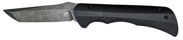 Picture of Templar Knife  Auto Assist  3.25" Folding Tanto Plain Black Oxide Stonewashed Powder Coated D2 Steel Blade, 4.25" Black Textured Aluminum Handle AAABK221