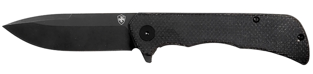 Picture of  Templar Knife Pfmbk321 Paladin  3.27" Folding Drop Point Plain Black Powder Coated D2 Steel Blade, 4.40" Black Micarta Handle