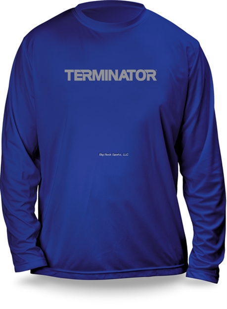 Picture of Terminator Core Performace Long Sleeve Blue, Grey Logo, 100% Polyester, Upf30uv, Large
