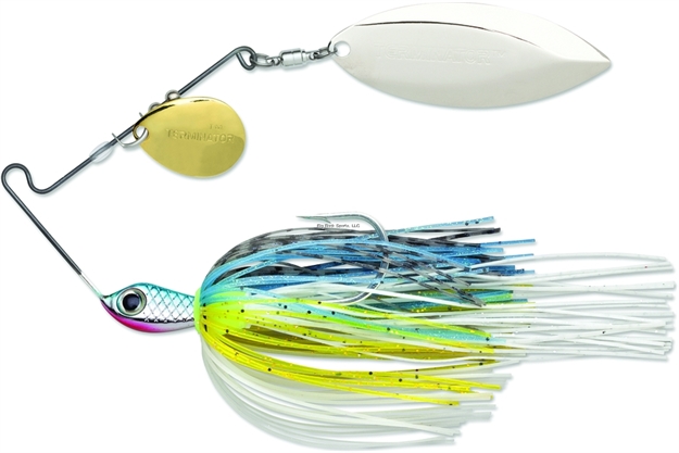 Picture of Terminator Lures Super Stainless Spinnerbait, 1/2 Oz, Hot Shad, Gold Colorado/Nickel Willow Blade