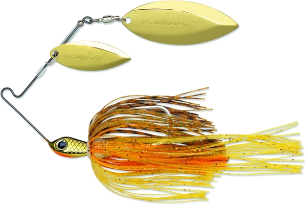 Picture of Terminator Lures Super Stainless Spinnerbait, 1/2 Oz, Pumpkinseed, Gold Willow Blade