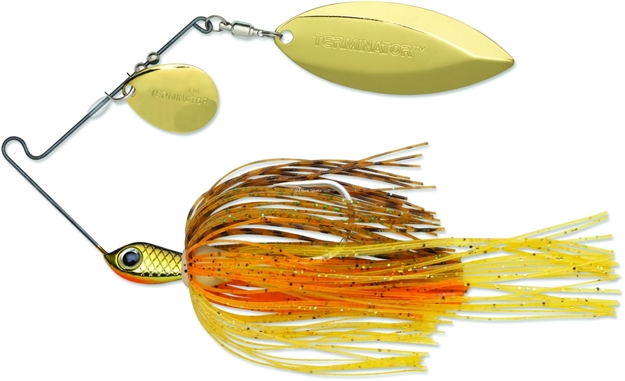 Picture of Terminator Lures Super Stainless Spinnerbait, 3/8 Oz, Hot Shad, Gold Colorado/Willow Blade